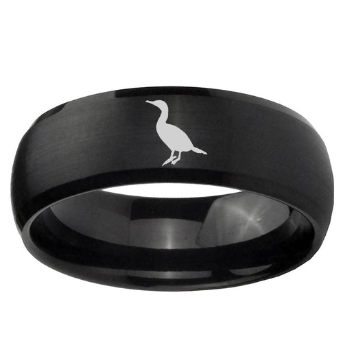 10mm Cormorant Dome Brush Black Tungsten Ring