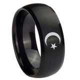 8mm-Crescent-Moon-Stars-Dome-Brush-Black-Tungsten-Carbide-Engagement-Ring