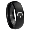 10mm Crescent Moon Stars Dome Brush Black Tungsten Carbide Men's Engagement Band