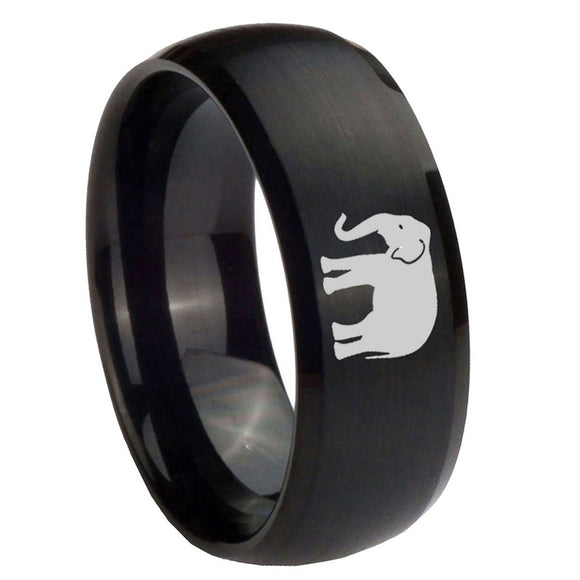 10mm-Elephant-Dome-Brush-Black-Tungsten-Carbide-Men's-Engagement-Band