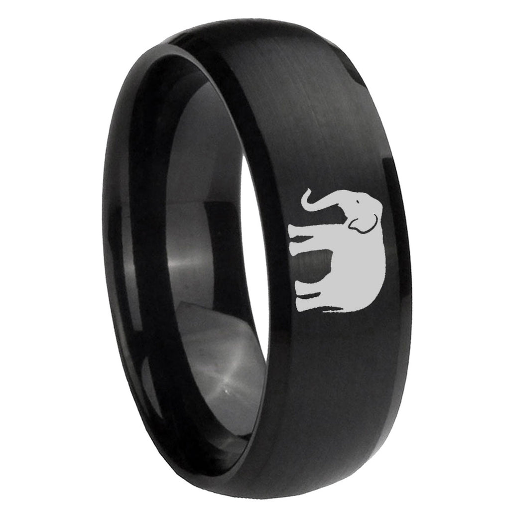 10mm Elephant Dome Brush Black Tungsten Carbide Men's Engagement Band