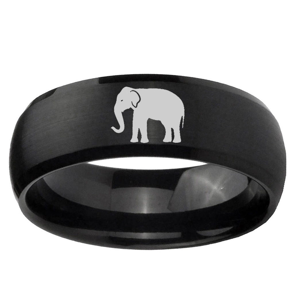 10mm Elephant Dome Brush Black Tungsten Ring