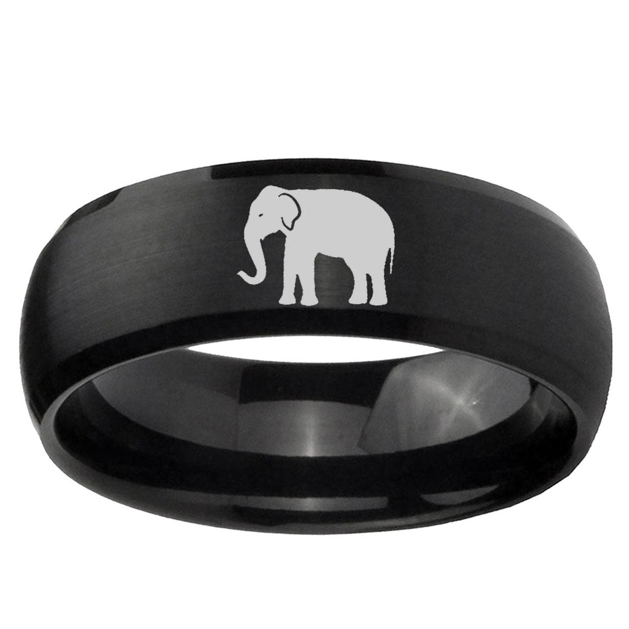 10mm Elephant Dome Brush Black Tungsten Ring