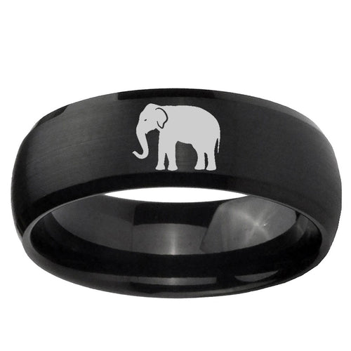 10mm Elephant Dome Brush Black Tungsten Ring