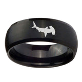 10mm-Hammerhead-Shark-Dome-Brush-Black-Tungsten-Carbide-Men's-Engagement-Band