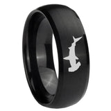 8mm Hammerhead Shark Dome Brush Black Tungsten Carbide Engagement Ring