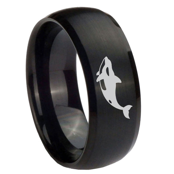10mm-Keller-Whale-Dome-Brush-Black-Tungsten-Carbide-Men's-Engagement-Band