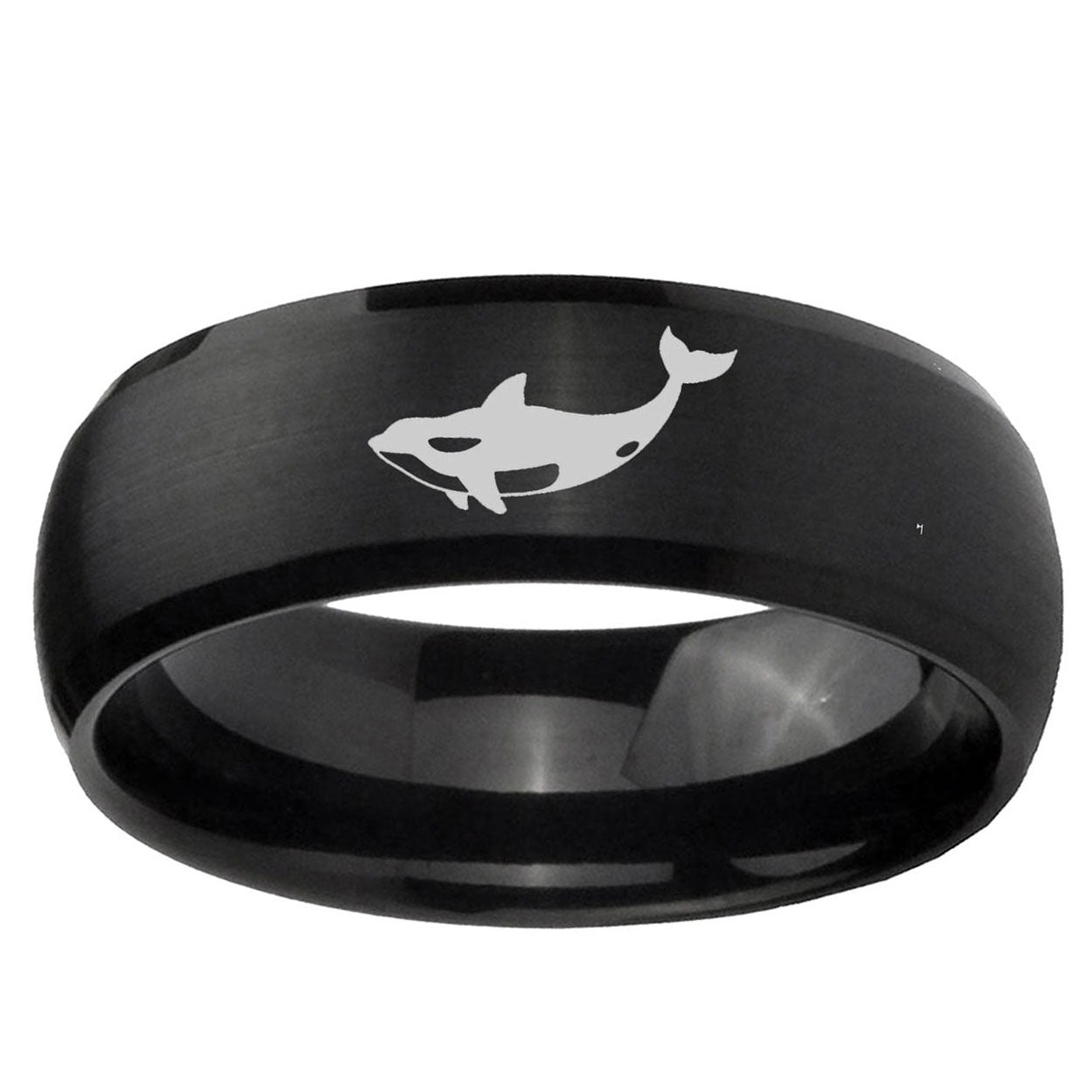 10mm Keller Whale Dome Brush Black Tungsten Ring