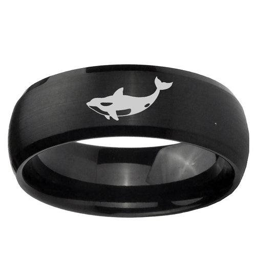 10mm Keller Whale Dome Brush Black Tungsten Ring