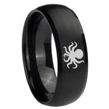 8mm Octopus Dome Brush Black Tungsten Carbide Engagement Ring