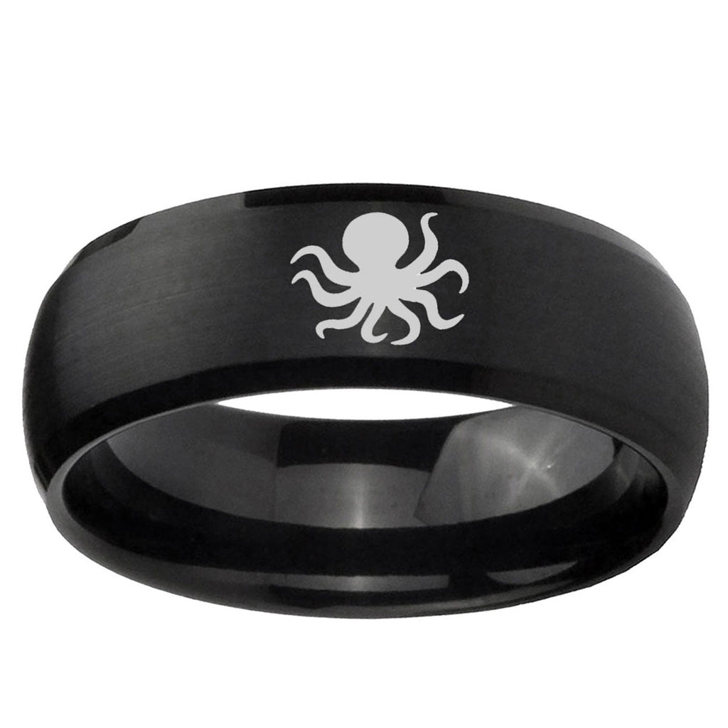 5MMOctopus Dome Brush Black Tungsten Carbide Engagement Ring