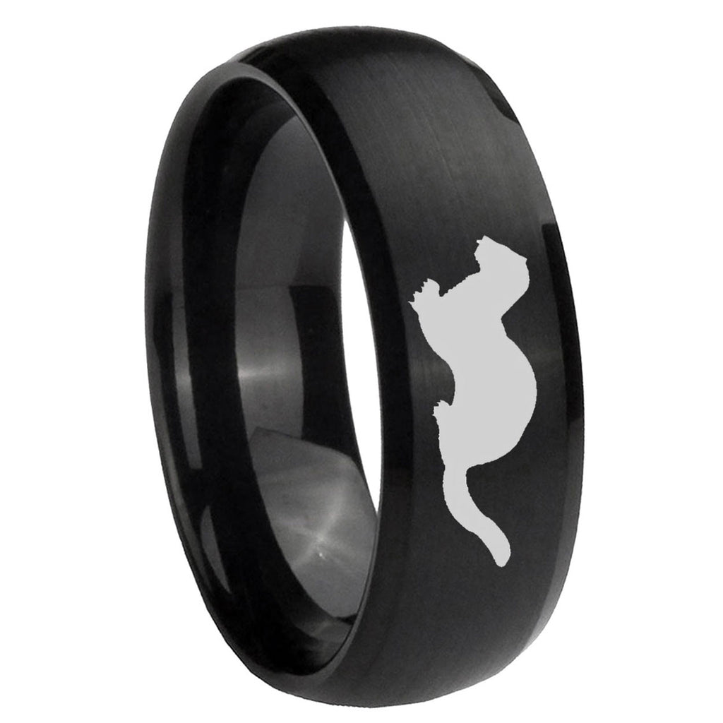 8MM Otter Dome Brush Black Tungsten Carbide Engagement Ring