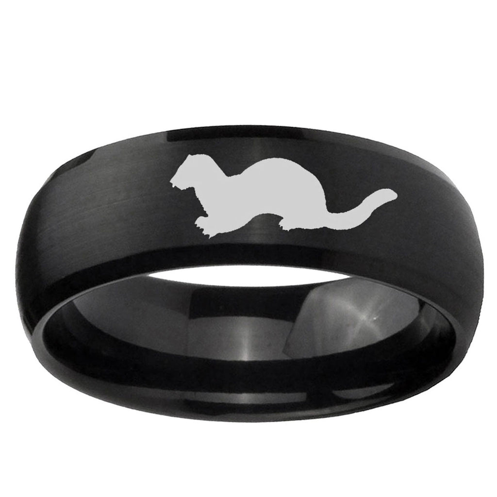 5MMOtter Dome Brush Black Tungsten Carbide Engagement Ring