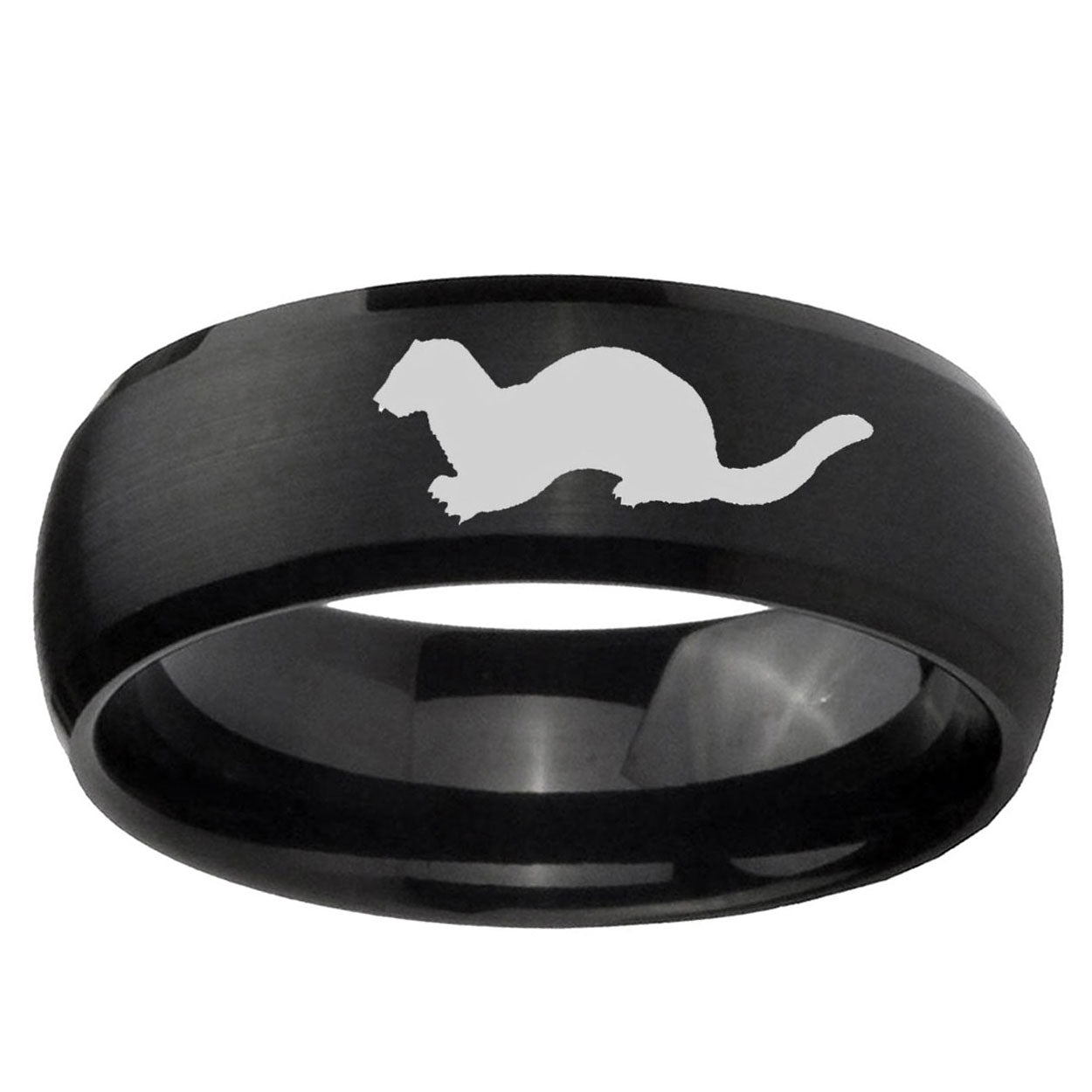 5MMOtter Dome Brush Black Tungsten Carbide Engagement Ring