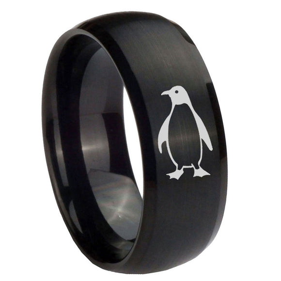 10mm-Penguin-Dome-Brush-Black-Tungsten-Carbide-Men's-Engagement-Band