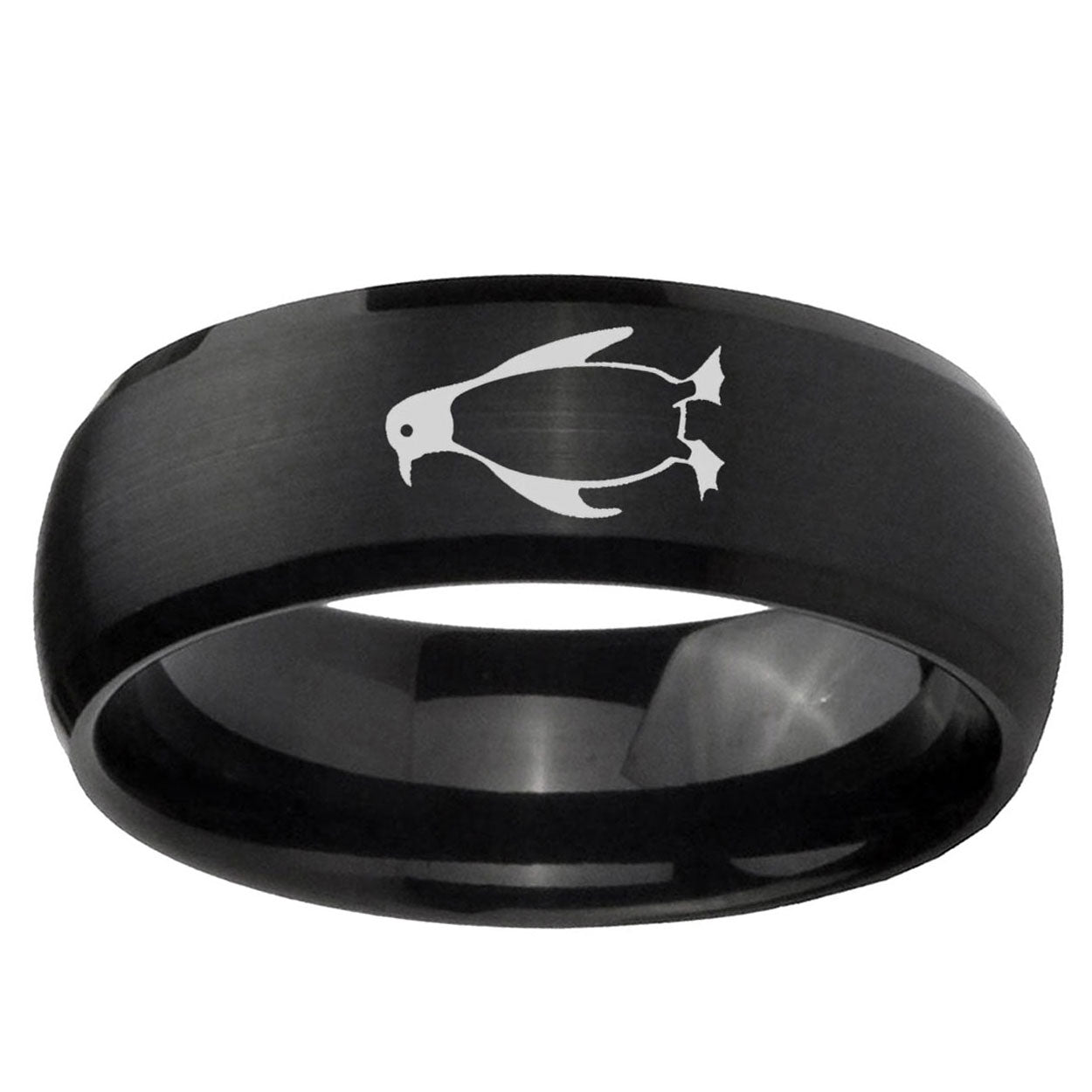 10mm Penguin Dome Brush Black Tungsten Ring