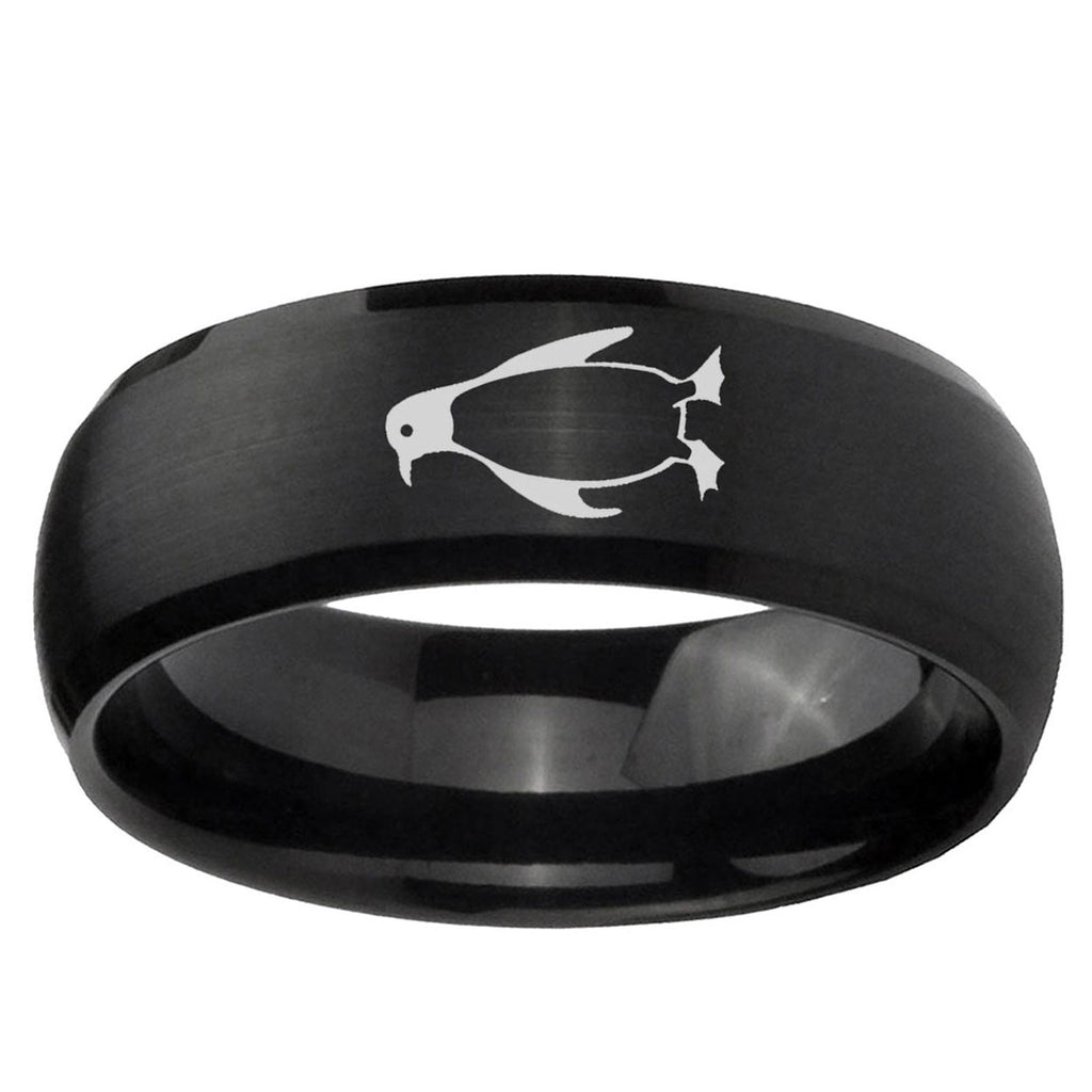 5MMPenguin Dome Brush Black Tungsten Carbide Engagement Ring