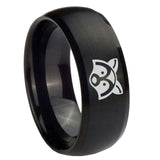 10mm-Raccoon-Animal-Dome-Brush-Black-Tungsten-Carbide-Men's-Engagement-Band