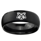 5, 8mm Raccoon Animal Dome Brush Black Tungsten Ring