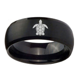 5, 8mm Sea Turtle Dome Matte Black Silver Wedding Bands For Him