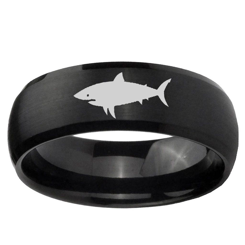 5MMShark Dome Brush Black Tungsten Carbide Engagement Ring
