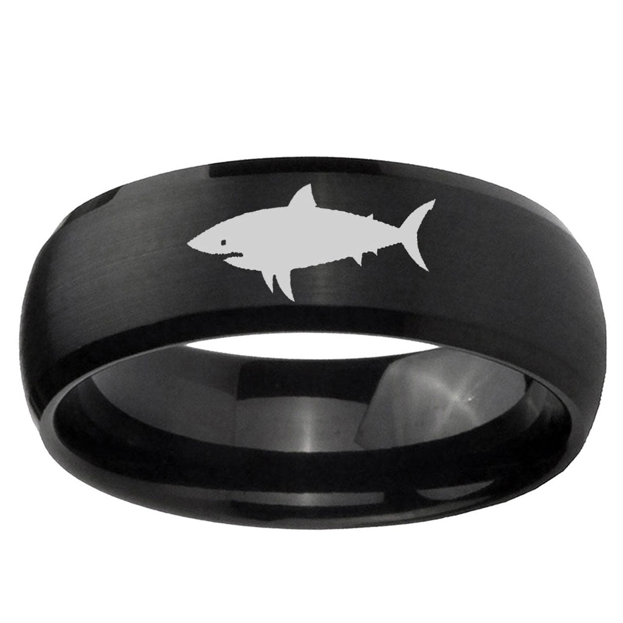 5MMShark Dome Brush Black Tungsten Carbide Engagement Ring