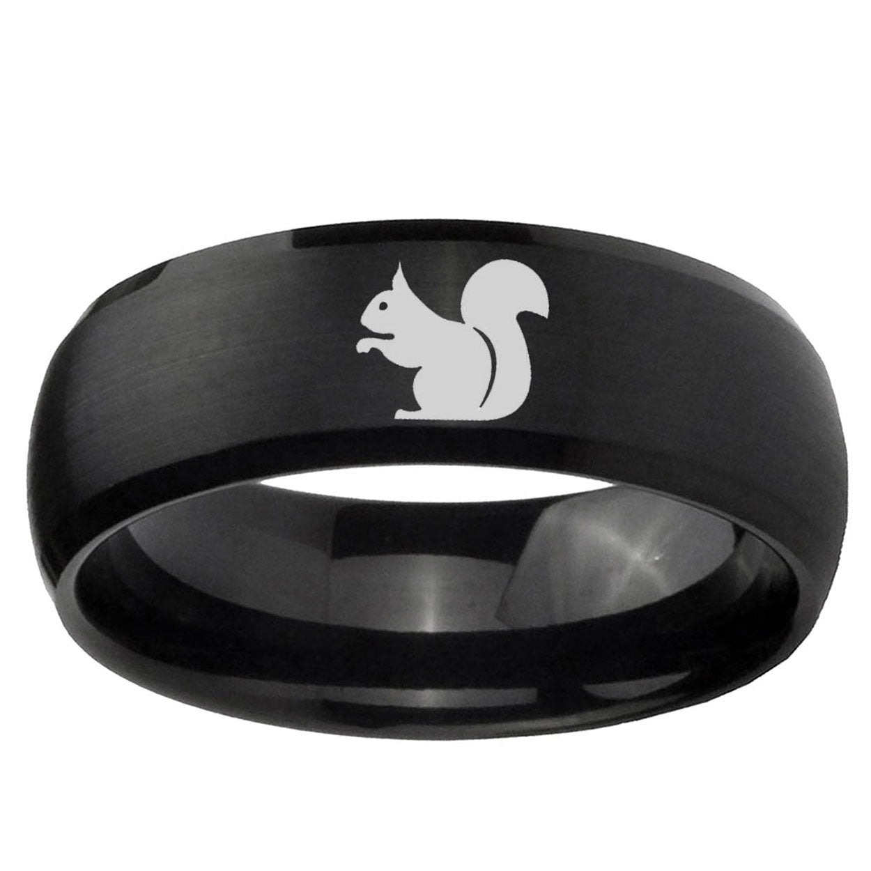 10mm Squirrel Dome Brush Black Tungsten Ring