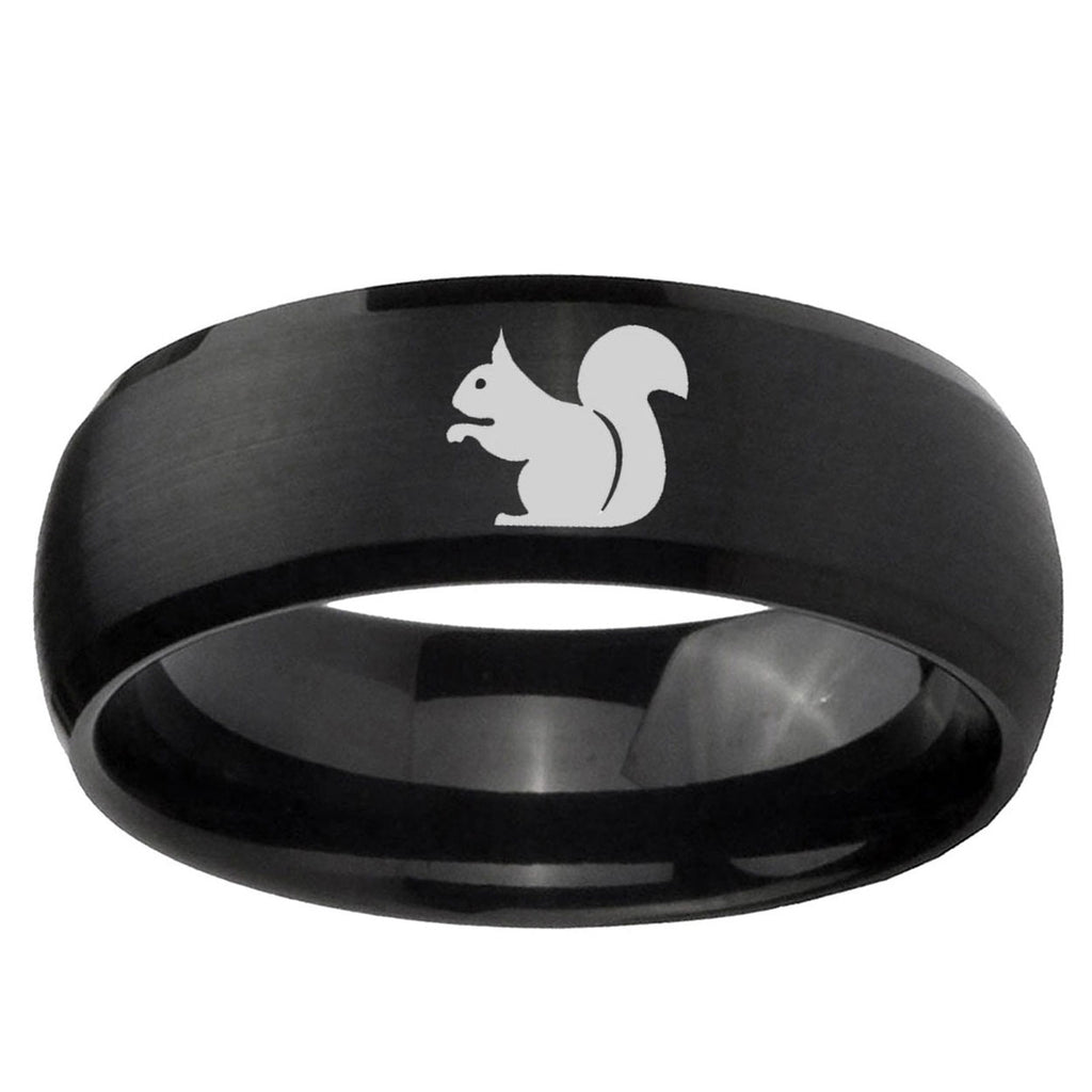 5MMSquirrel Dome Brush Black Tungsten Carbide Engagement Ring