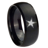 10mm-Cowboys-Star-Dome-Brush-Black-Tungsten-Carbide-Men's-Engagement-Band
