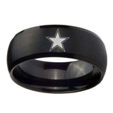 10mm-Cowboys-Star-Dome-Brush-Black-Tungsten-Carbide-Men's-Engagement-Band