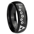 8MM Ocarina Songs Zelda Dome Matte Black Mens Wedding Bands Silver