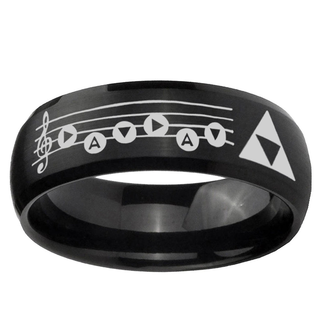 5MMOcarina Songs Zelda Dome Matte Black Mens Wedding Bands Silver