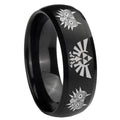 8MM Zelda Majora's Mask Dome Matte Black Mens Wedding Bands Silver