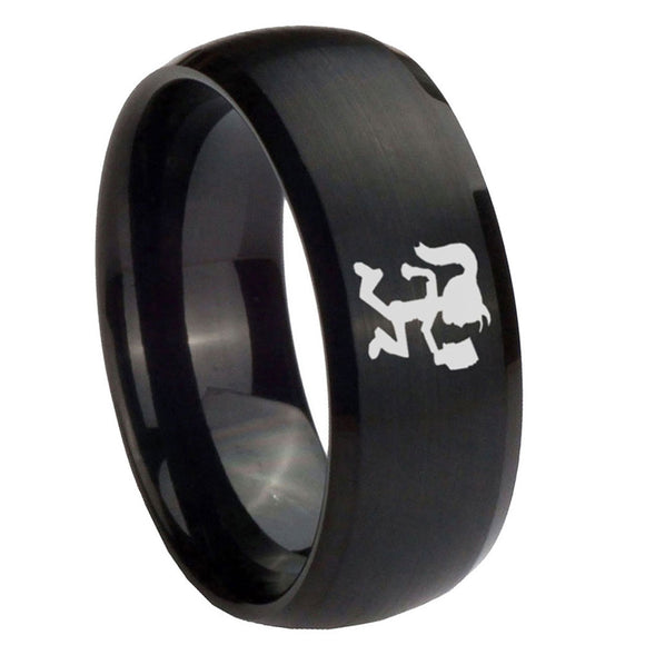 10mm-Hatchet-Woman-Dome-Brush-Black-Tungsten-Carbide-Men's-Engagement-Band