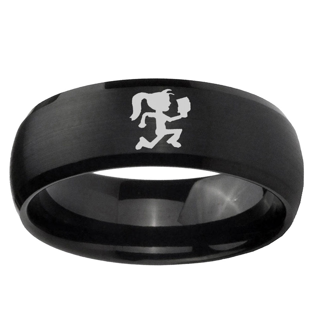 10mm Hatchet Woman Dome Brush Black Tungsten Ring