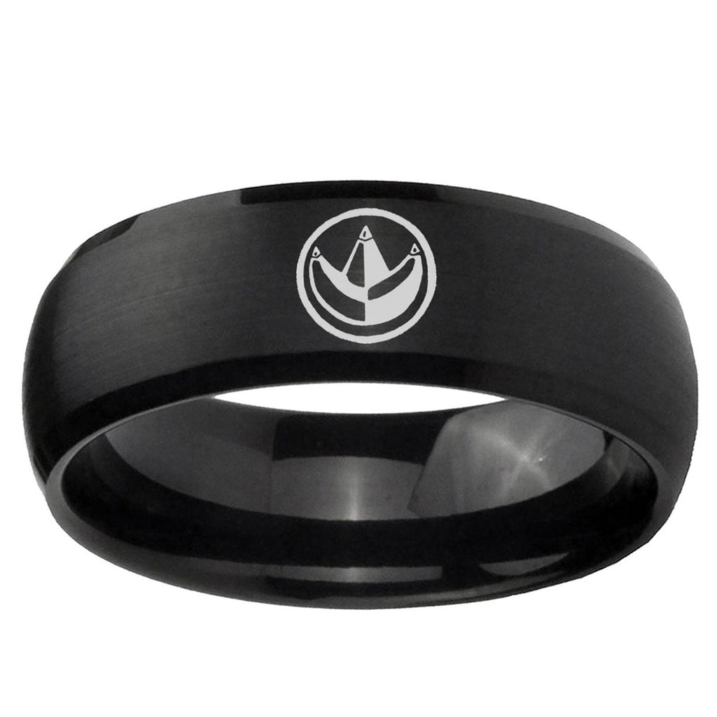 10mm Green Ranger Power Dome Brush Black Tungsten Ring