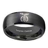 10mm-Masonic-Shriners-Dome-Brush-Black-Tungsten-Carbide-Men's-Bands-Ring