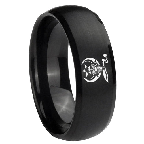 10mm Masonic Shriners Dome Brush Black Tungsten Carbide Men's Bands Ring