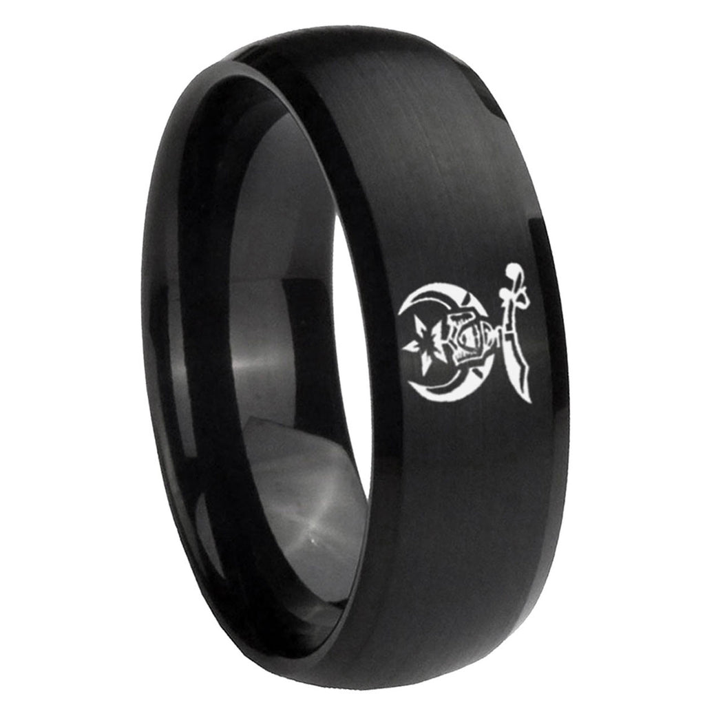 8MM Masonic Shriners Dome Brush Black Tungsten Custom Mens Ring