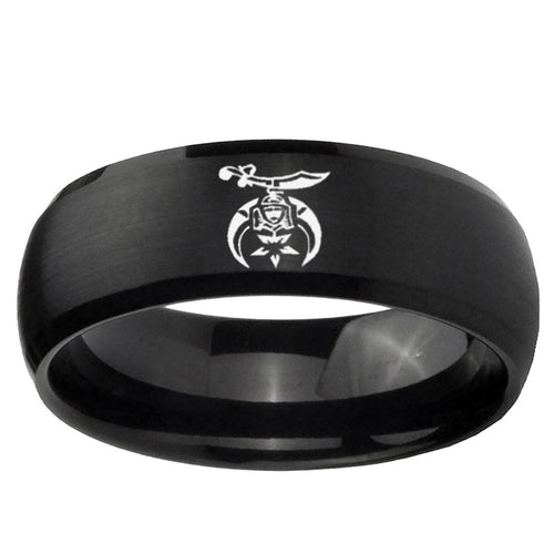 10mm Masonic Shriners Dome Brush Black Tungsten Ring