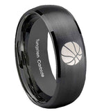 10mm-Basketball-Dome-Brush-Black-Tungsten-Carbide-Men's-Bands-Ring
