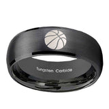 10mm-Basketball-Dome-Brush-Black-Tungsten-Carbide-Men's-Bands-Ring