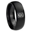 10mm Army Airborn Dome Brush Black Tungsten Carbide Wedding Band Mens