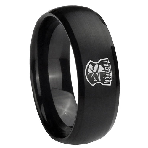 10mm Clone Trooper Dome Brush Black Tungsten Men's Promise Rings