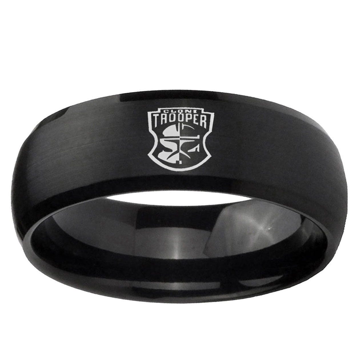 10mm Clone Trooper Dome Brush Black Tungsten Men's Promise Rings