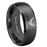 10mm-US-Air-Force-Brush-Black-Dome-Tungsten-Carbide-Men's-Ring