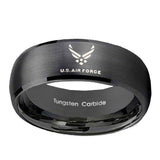 10mm-US-Air-Force-Brush-Black-Dome-Tungsten-Carbide-Men's-Ring