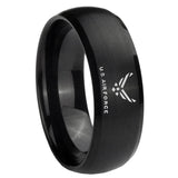 10mm US Air Force Brush Black Dome Tungsten Carbide Men's Ring