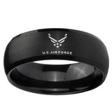 10mm US Air Force Brush Black Dome Tungsten Ring