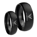 US Air Force Brush Black Dome Tungsten Couple Band Set